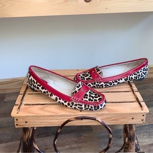 Sperry top-sider animal print cowhide fur leather loafer flats shoes size 9.5M